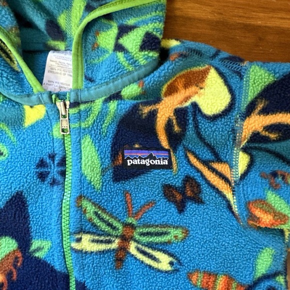 Patagonia Fleece Zip Hoodie Jacket 12 Month Baby Unisex Rare Jitterbug Print - Picture 6 of 8